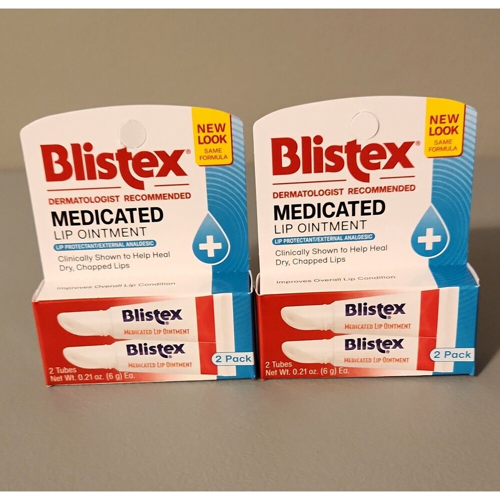 2x Blistex Medicated Lip Ointment for Dry Chapped Cracked Lips, 2 Pack 0.21 oz